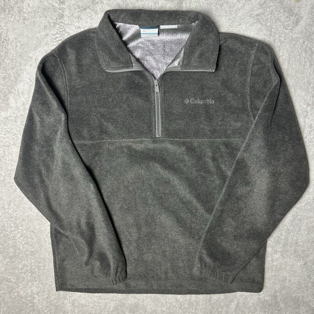 Grey Columbia Men’s Steens Mountain Half Zip Fleece Large Soft Pullover Jacket￼￼